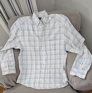 Ermenegildo Zegna Blue and White Multicolor Plaid Shirt
